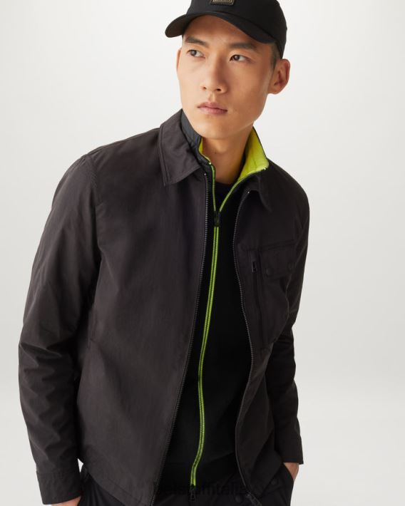 vestiario Belstaff Cardigan con cerniera Flash Kelby lana merino nera/giallo fluo uomini H2DD6J270