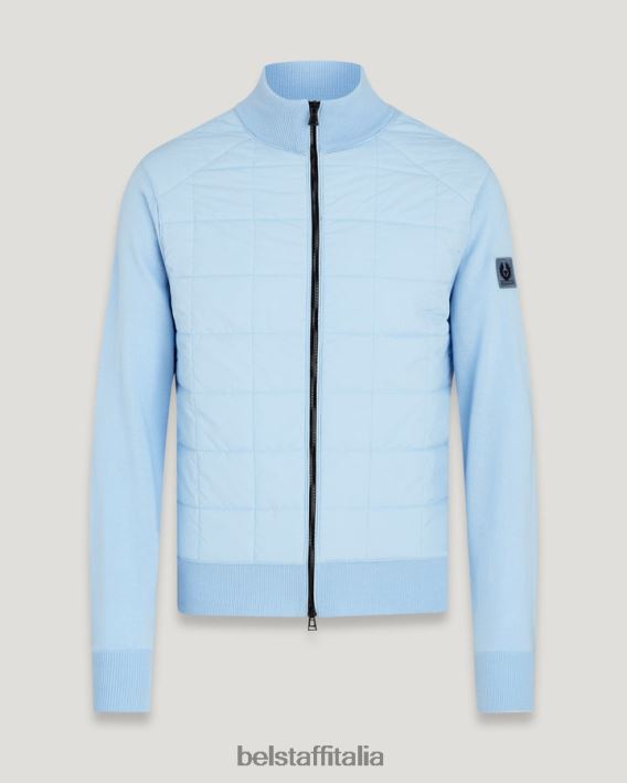 vestiario Belstaff Cardigan con cerniera Kelbrook lana merino celeste uomini H2DD6J269