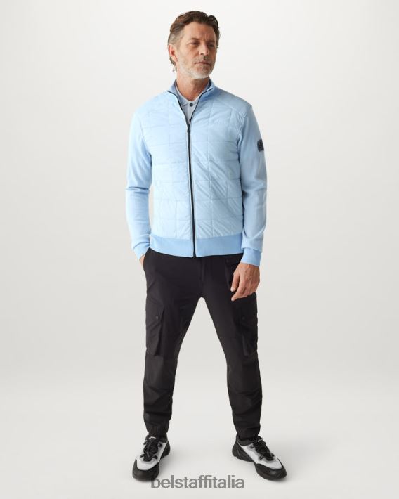 vestiario Belstaff Cardigan con cerniera Kelbrook lana merino celeste uomini H2DD6J269