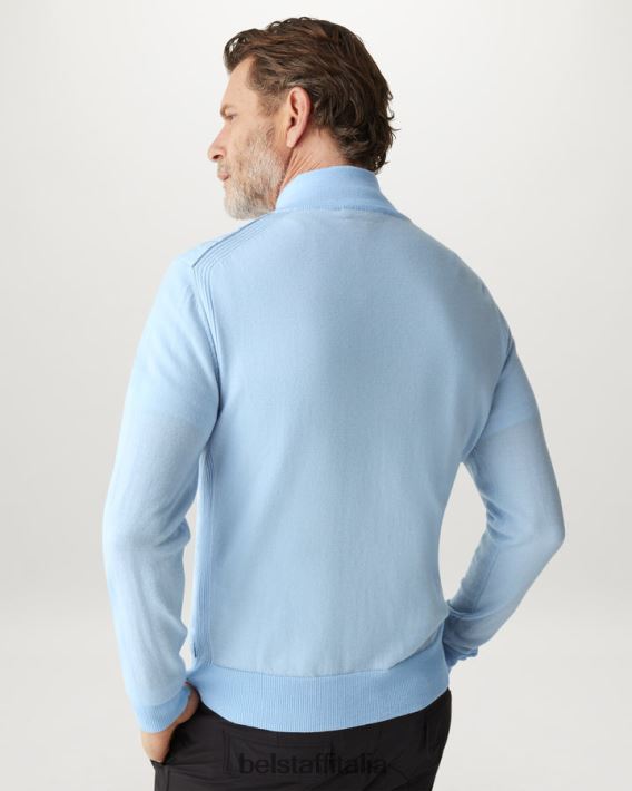 vestiario Belstaff Cardigan con cerniera Kelbrook lana merino celeste uomini H2DD6J269