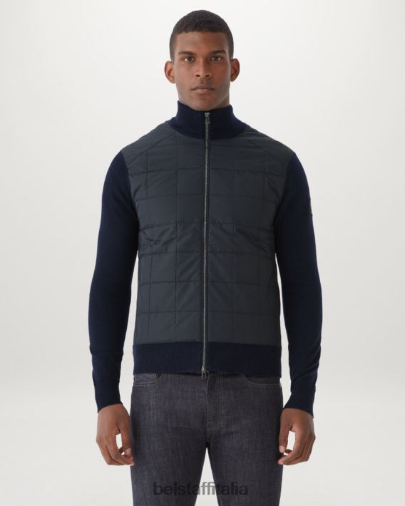 vestiario Belstaff Cardigan con cerniera Kelbrook lana merino lavata blu scuro uomini H2DD6J283
