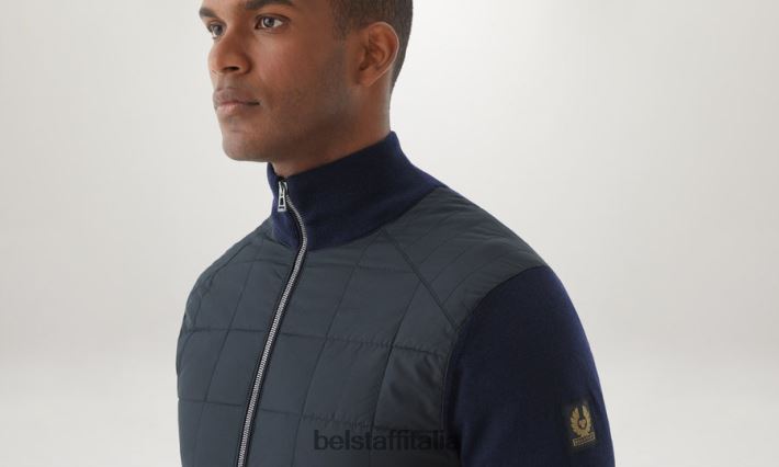 vestiario Belstaff Cardigan con cerniera Kelbrook lana merino lavata blu scuro uomini H2DD6J283