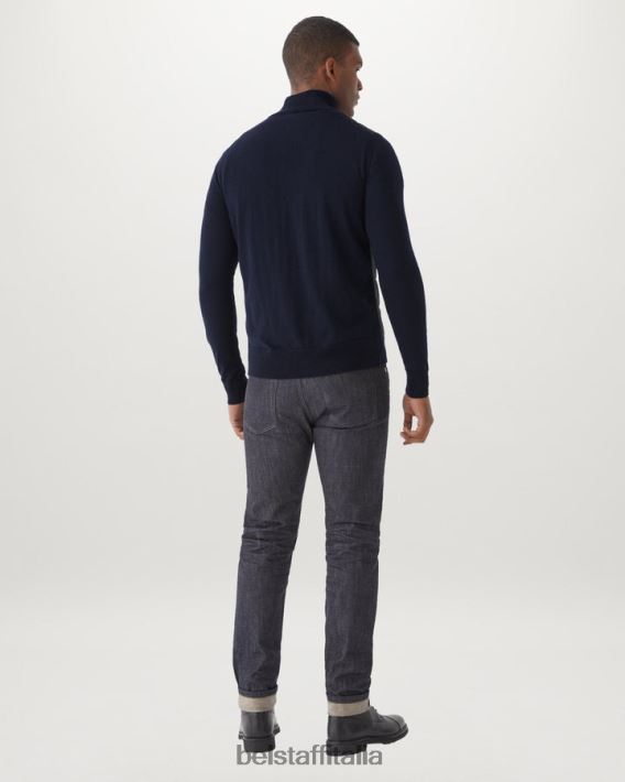vestiario Belstaff Cardigan con cerniera Kelbrook lana merino lavata blu scuro uomini H2DD6J283