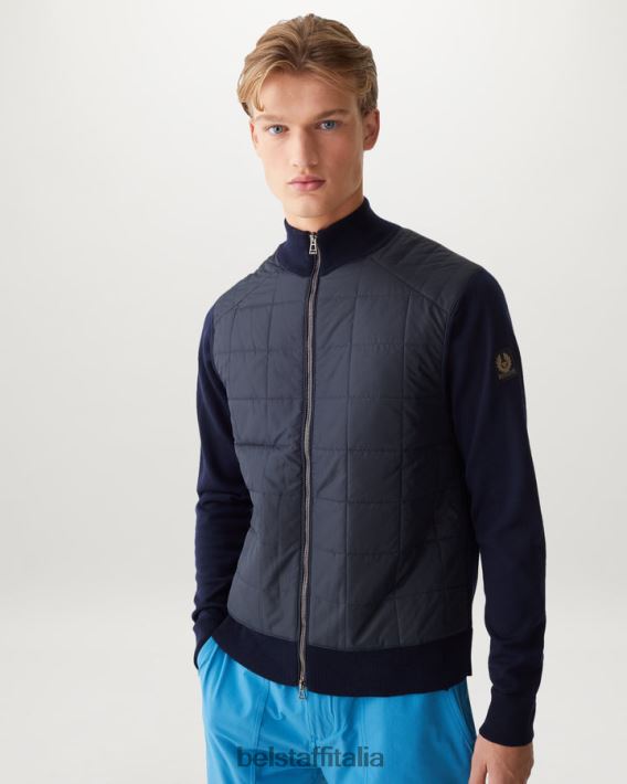 vestiario Belstaff Cardigan con cerniera Kelbrook lana merino lavata blu scuro uomini H2DD6J284