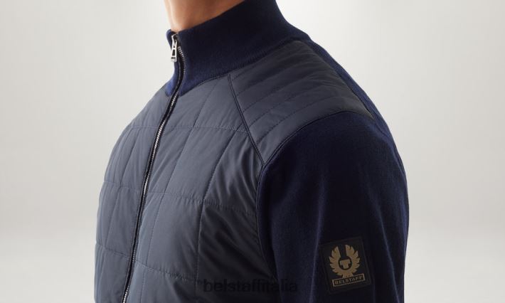 vestiario Belstaff Cardigan con cerniera Kelbrook lana merino lavata blu scuro uomini H2DD6J284