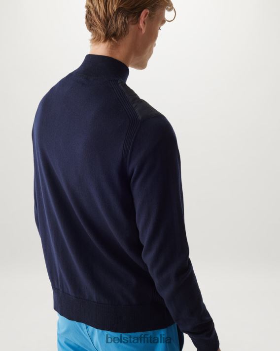 vestiario Belstaff Cardigan con cerniera Kelbrook lana merino lavata blu scuro uomini H2DD6J284