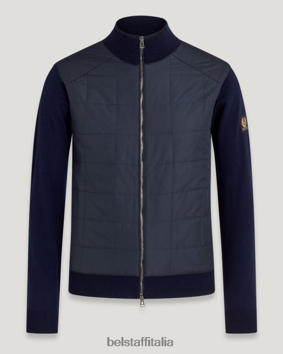 vestiario Belstaff Cardigan con cerniera Kelbrook lana merino lavata blu scuro uomini H2DD6J287