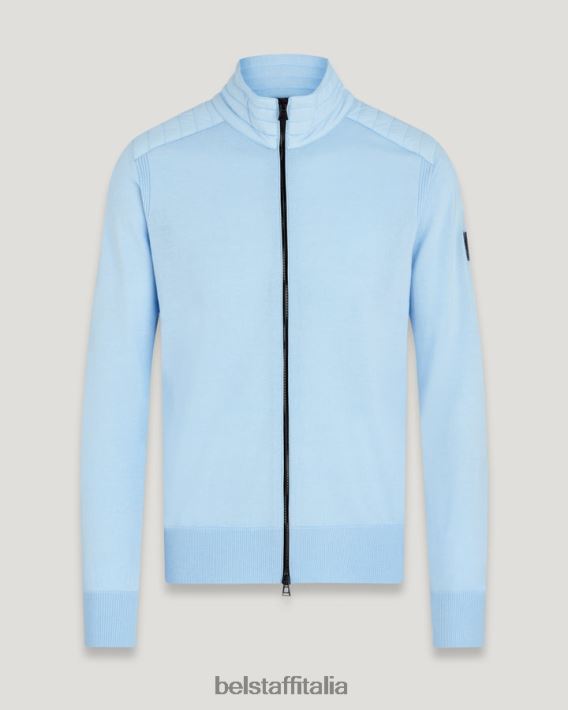 vestiario Belstaff Cardigan con cerniera Kelby lana merino celeste uomini H2DD6J274