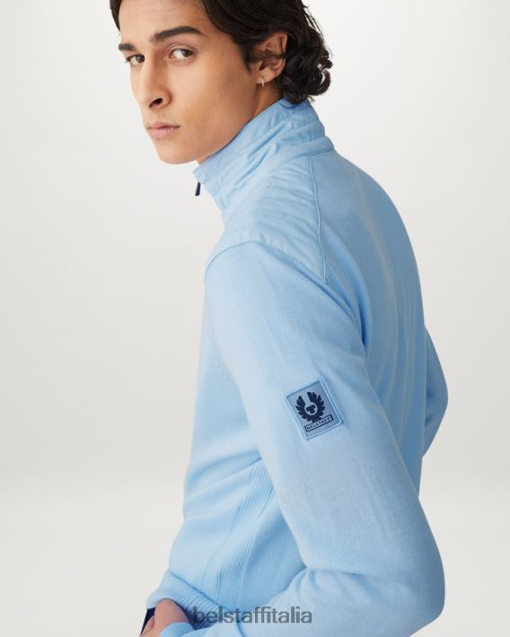 vestiario Belstaff Cardigan con cerniera Kelby lana merino celeste uomini H2DD6J274