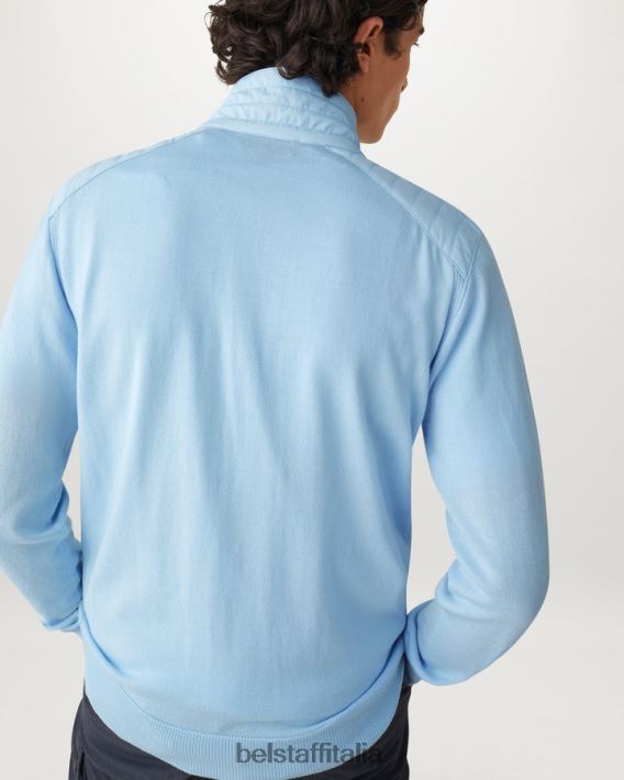 vestiario Belstaff Cardigan con cerniera Kelby lana merino celeste uomini H2DD6J274
