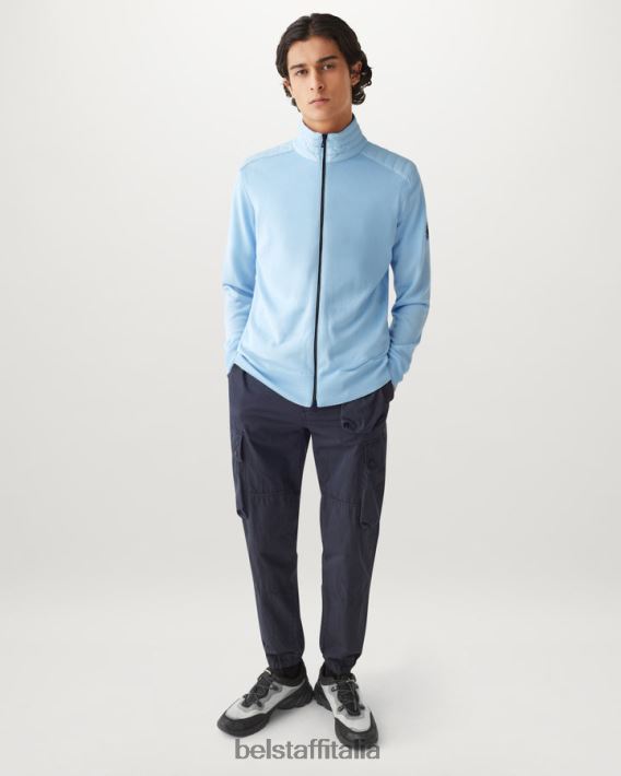 vestiario Belstaff Cardigan con cerniera Kelby lana merino celeste uomini H2DD6J274