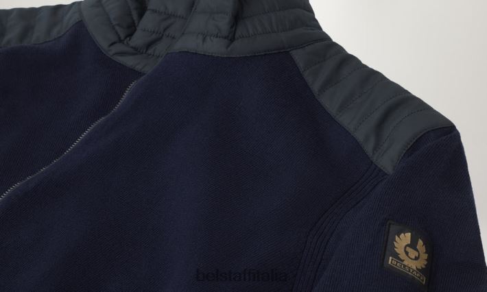 vestiario Belstaff Cardigan con cerniera Kelby lana merino lavata blu scuro uomini H2DD6J282