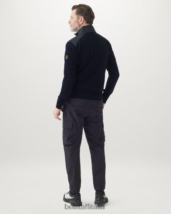 vestiario Belstaff Cardigan con cerniera Kelby lana merino lavata blu scuro uomini H2DD6J282