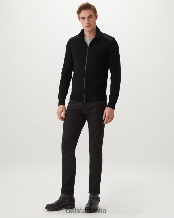vestiario Belstaff Cardigan con cerniera Kelby lana merino nera uomini H2DD6J277