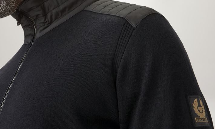 vestiario Belstaff Cardigan con cerniera Kelby lana merino nera uomini H2DD6J292