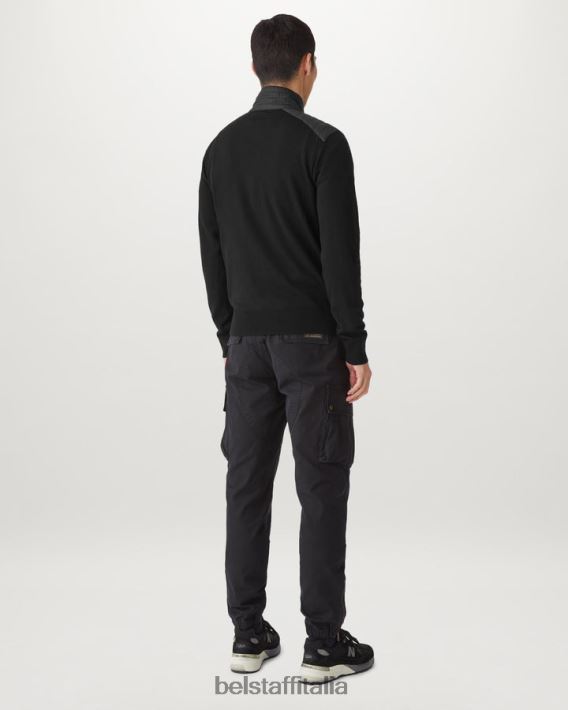 vestiario Belstaff Maglione Kilmington con zip a un quarto merino nero uomini H2DD6J294