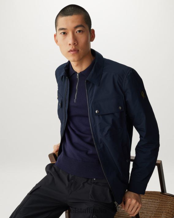 vestiario Belstaff Polo con cerniera Kirk lana merino lavata blu scuro uomini H2DD6J273