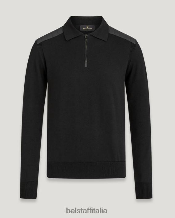 vestiario Belstaff Polo con cerniera Kirk lana merino nera uomini H2DD6J272
