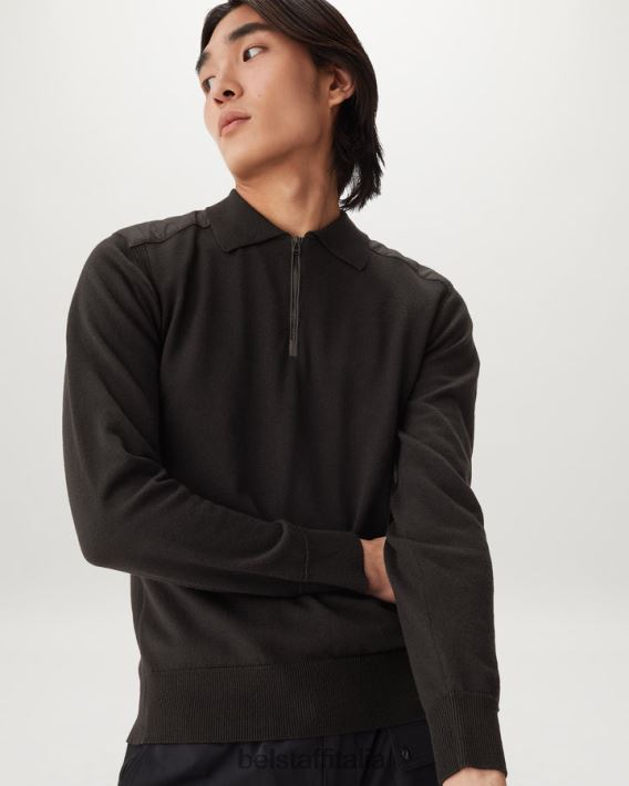 vestiario Belstaff Polo con cerniera Kirk lana merino nera uomini H2DD6J272