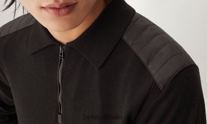 vestiario Belstaff Polo con cerniera Kirk lana merino nera uomini H2DD6J272