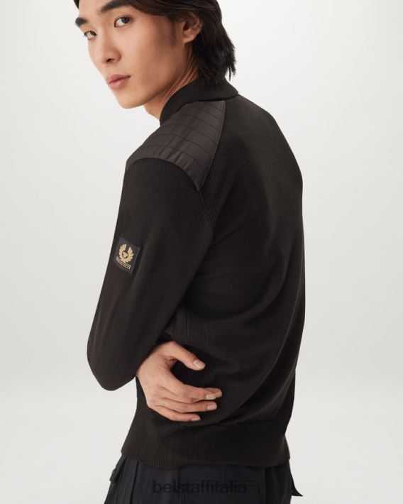 vestiario Belstaff Polo con cerniera Kirk lana merino nera uomini H2DD6J272