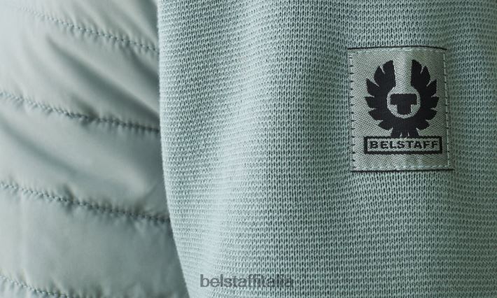 vestiario Belstaff cardigan full zip verde cotone pima verde acciaio uomini H2DD6J271