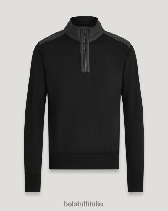 vestiario Belstaff cerniera a un quarto di Kilmington lana merino nera uomini H2DD6J280