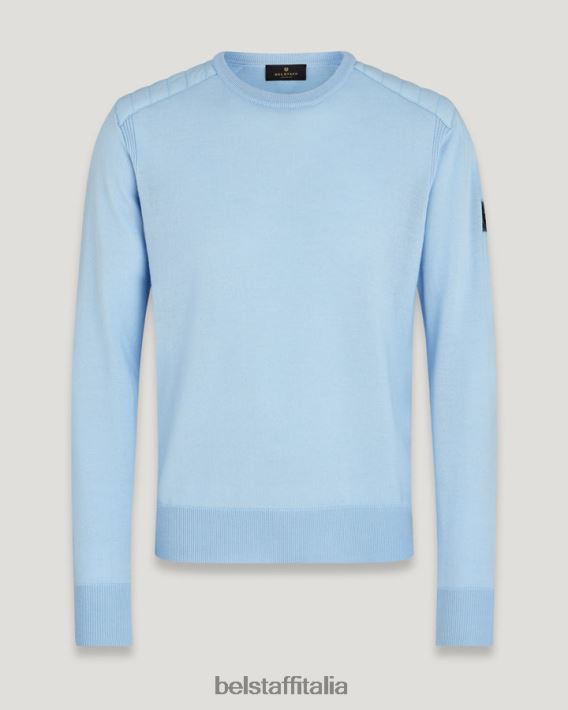 vestiario Belstaff girocollo Kerrigan lana merino celeste uomini H2DD6J276