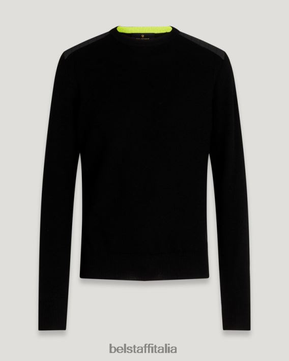 vestiario Belstaff girocollo in flash kerrigan lana merino nera/giallo fluo uomini H2DD6J275