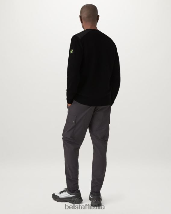 vestiario Belstaff girocollo in flash kerrigan lana merino nera/giallo fluo uomini H2DD6J275