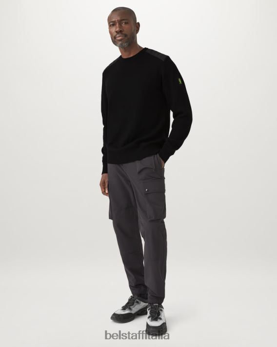 vestiario Belstaff girocollo in flash kerrigan lana merino nera/giallo fluo uomini H2DD6J275