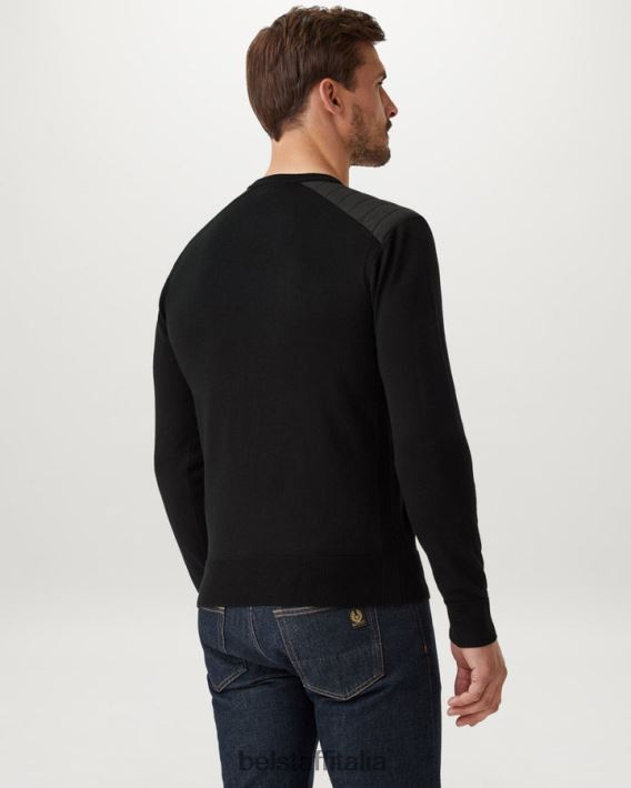vestiario Belstaff maglione girocollo Kerrigan lana merino nera uomini H2DD6J289