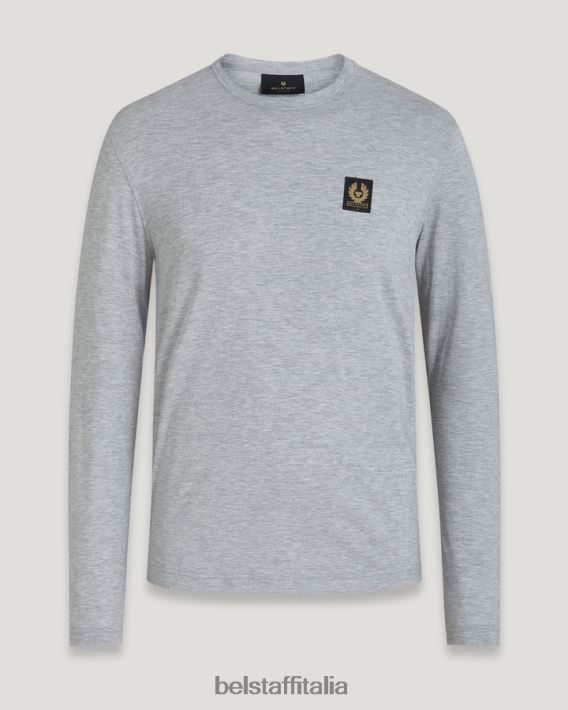 vestiario Belstaff maglietta a maniche lunghe jersey di cotone argento antico erica uomini H2DD6J192