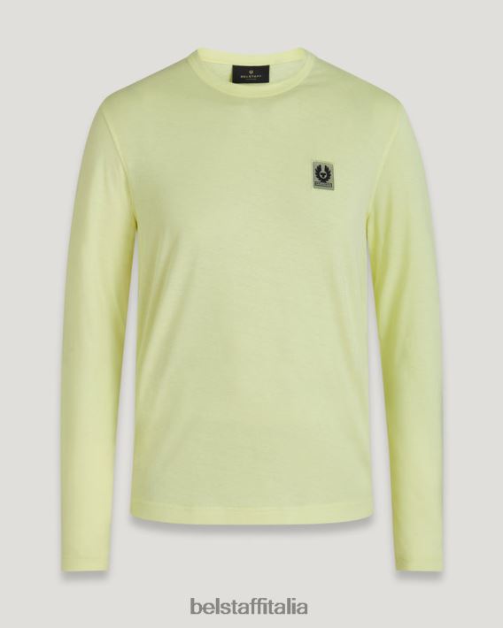 vestiario Belstaff maglietta a maniche lunghe jersey di cotone giallo limone uomini H2DD6J141