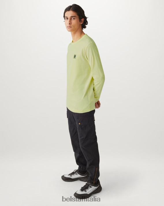 vestiario Belstaff maglietta a maniche lunghe jersey di cotone giallo limone uomini H2DD6J141