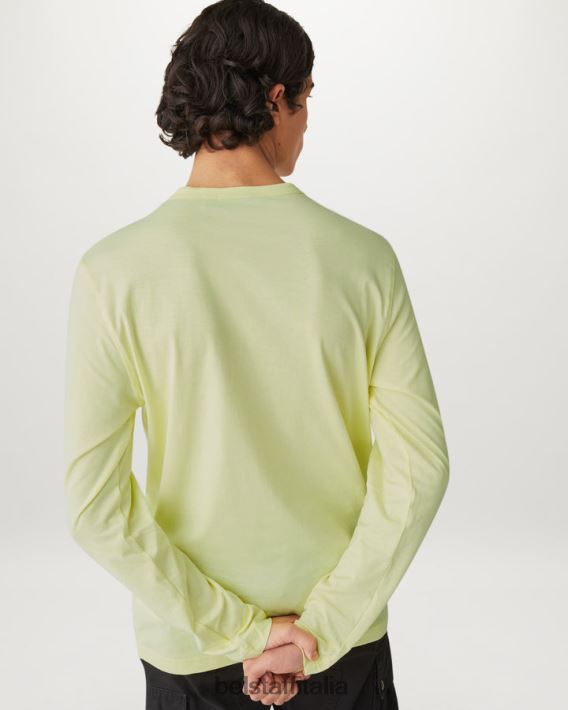 vestiario Belstaff maglietta a maniche lunghe jersey di cotone giallo limone uomini H2DD6J141