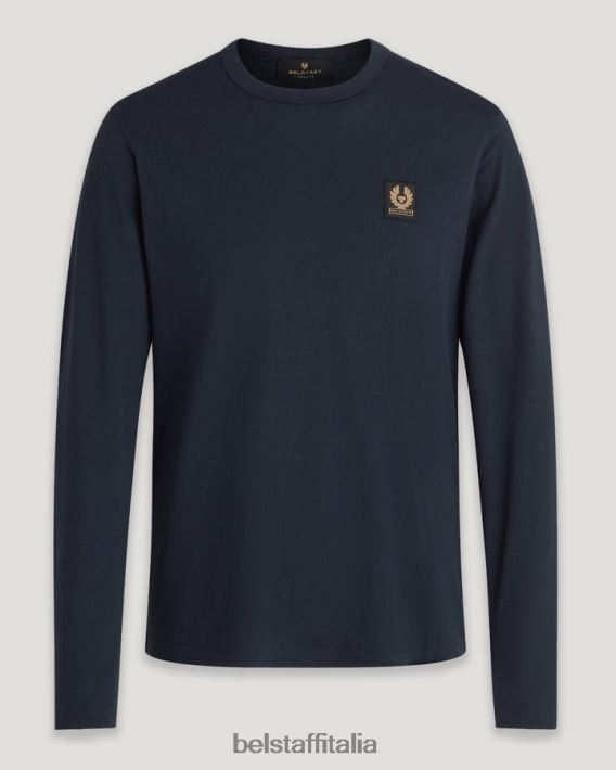 vestiario Belstaff maglietta a maniche lunghe jersey di cotone inchiostro scuro uomini H2DD6J191