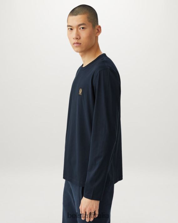 vestiario Belstaff maglietta a maniche lunghe jersey di cotone inchiostro scuro uomini H2DD6J191