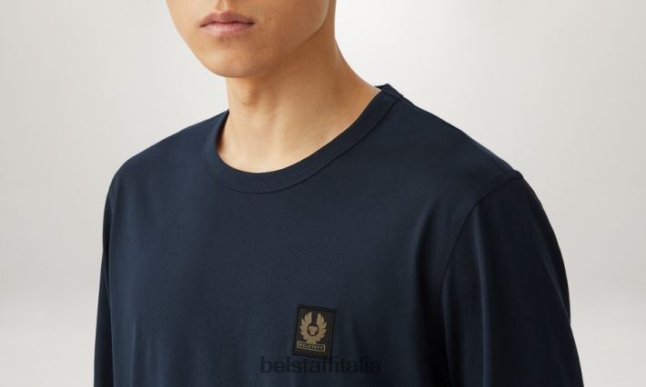 vestiario Belstaff maglietta a maniche lunghe jersey di cotone inchiostro scuro uomini H2DD6J191