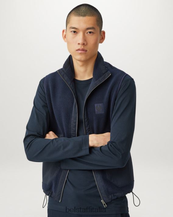 vestiario Belstaff maglietta a maniche lunghe jersey di cotone inchiostro scuro uomini H2DD6J191