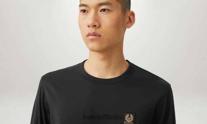 vestiario Belstaff maglietta a maniche lunghe jersey di cotone nero uomini H2DD6J213