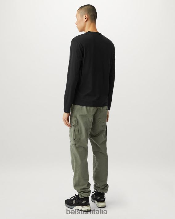 vestiario Belstaff maglietta a maniche lunghe jersey di cotone nero uomini H2DD6J213