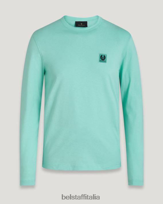 vestiario Belstaff maglietta a maniche lunghe jersey di cotone verde oceano uomini H2DD6J140