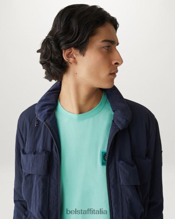 vestiario Belstaff maglietta a maniche lunghe jersey di cotone verde oceano uomini H2DD6J140