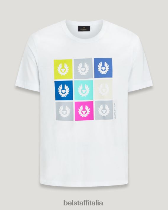 vestiario Belstaff maglietta con piastrelle jersey di cotone bianco uomini H2DD6J144