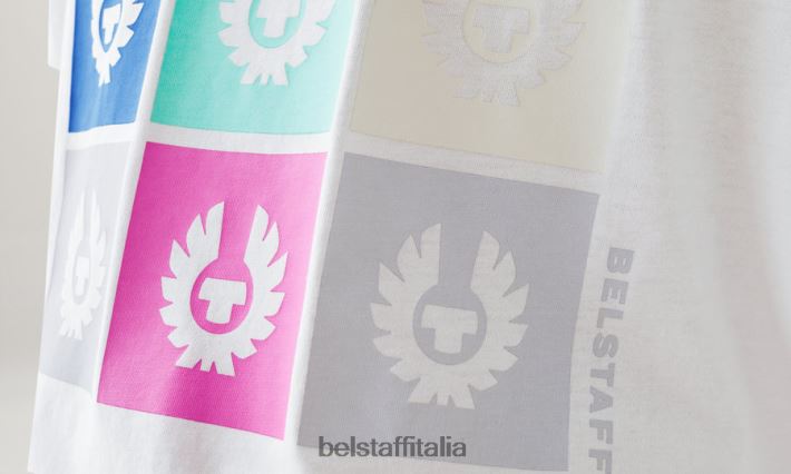 vestiario Belstaff maglietta con piastrelle jersey di cotone bianco uomini H2DD6J144