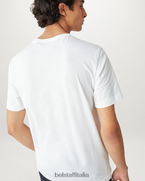 vestiario Belstaff maglietta con piastrelle jersey di cotone bianco uomini H2DD6J144