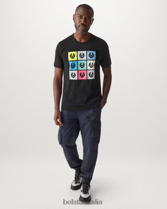 vestiario Belstaff maglietta con piastrelle jersey di cotone nero uomini H2DD6J152