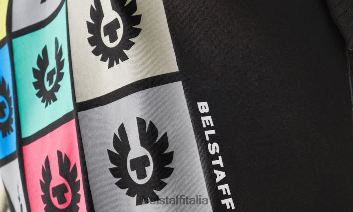 vestiario Belstaff maglietta con piastrelle jersey di cotone nero uomini H2DD6J152