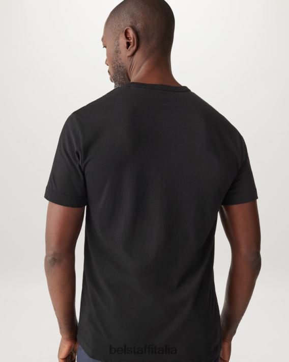 vestiario Belstaff maglietta con piastrelle jersey di cotone nero uomini H2DD6J152